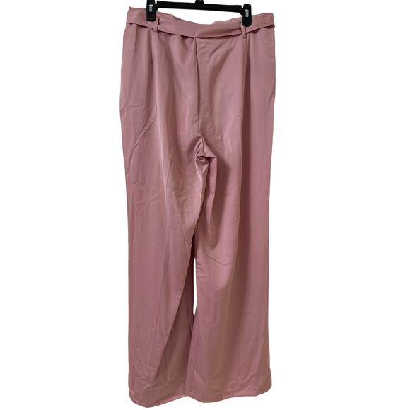 NWT Blue Sol Women's Satin Glitz Button Flare Size 14 Pants Dusty Pink - Picture 2 of 6
